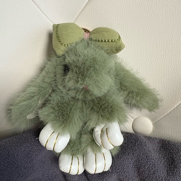 Green Fluffy Plush Baby Bunny Keychain Bag Backpack Charm - Picture 2 of 8